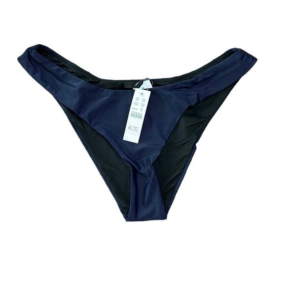 J.Crew Curved Waist Cheeky Bikini Bottom, Navy, Size M - Picture 1 of 5